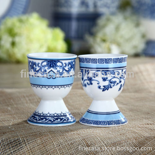 Elegant New Bone China Blue and White Ceramic Chicken Egg Holder